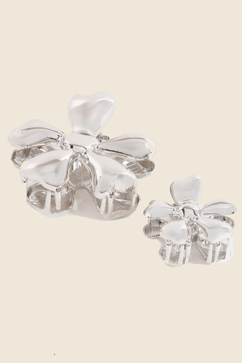 Metallic Flower Claw Clip - Small