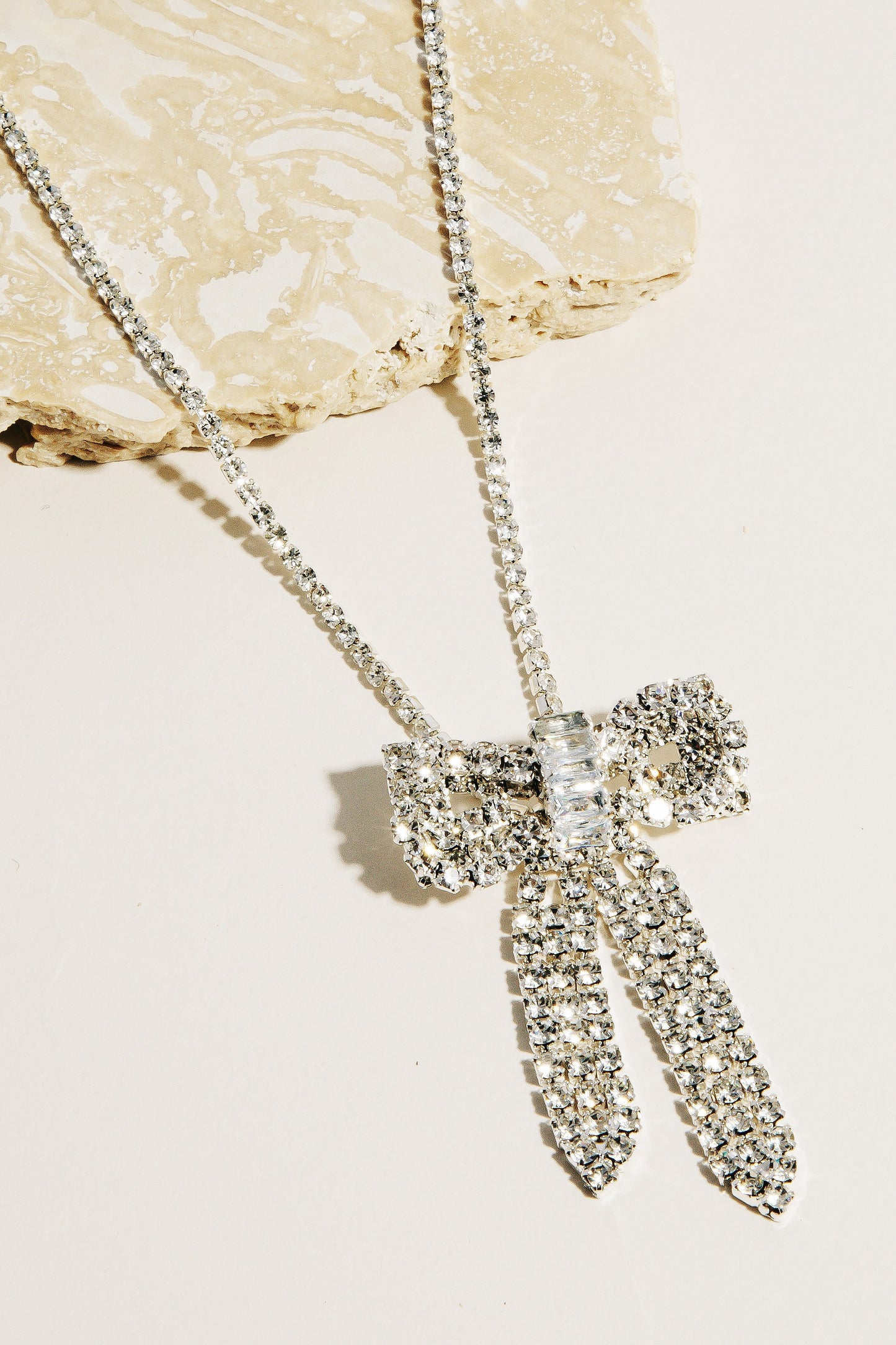 Rhinestone Bow Necklace