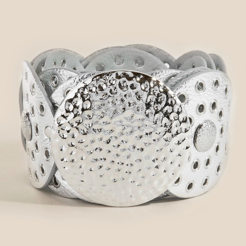 Western Oval Concho Belt - Silver