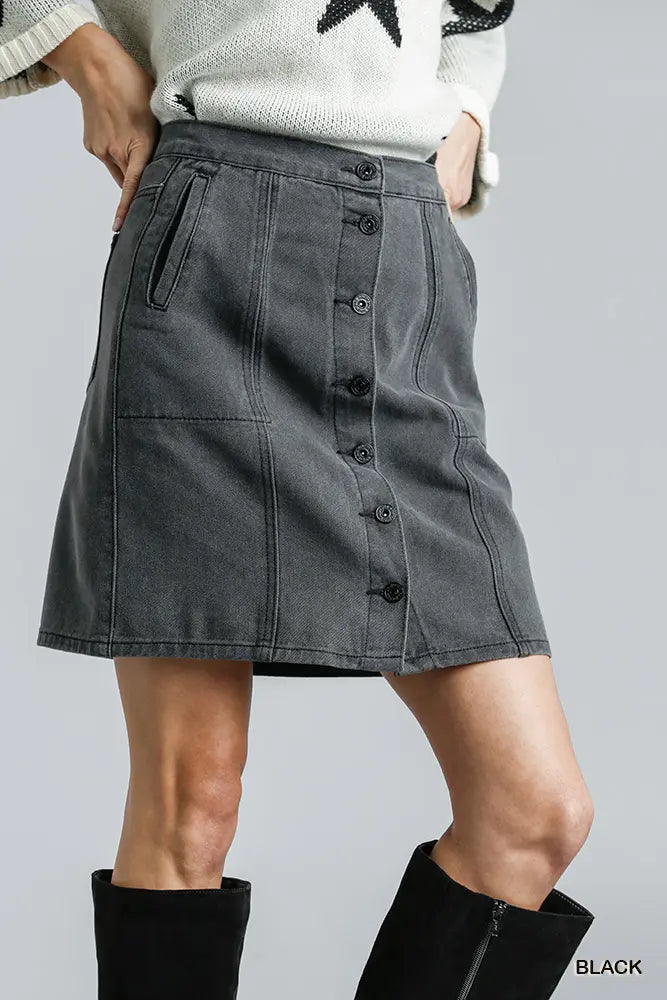 Button Down Denim Skirt