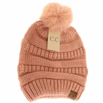 Super Soft Fur Pom Beanie - Sandstone