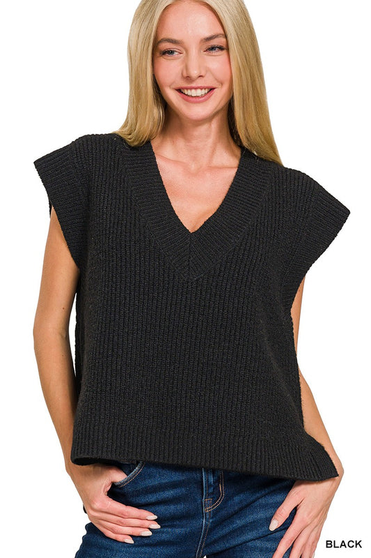 Oversized Sweater Vest - Black