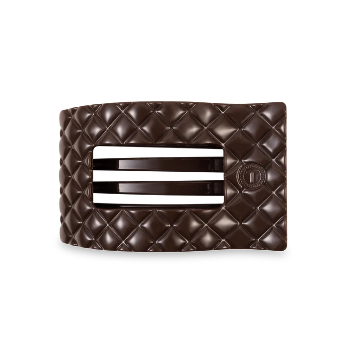 TELETIES Truly Taupe Quilted Rectangle Flat Clip - Medium