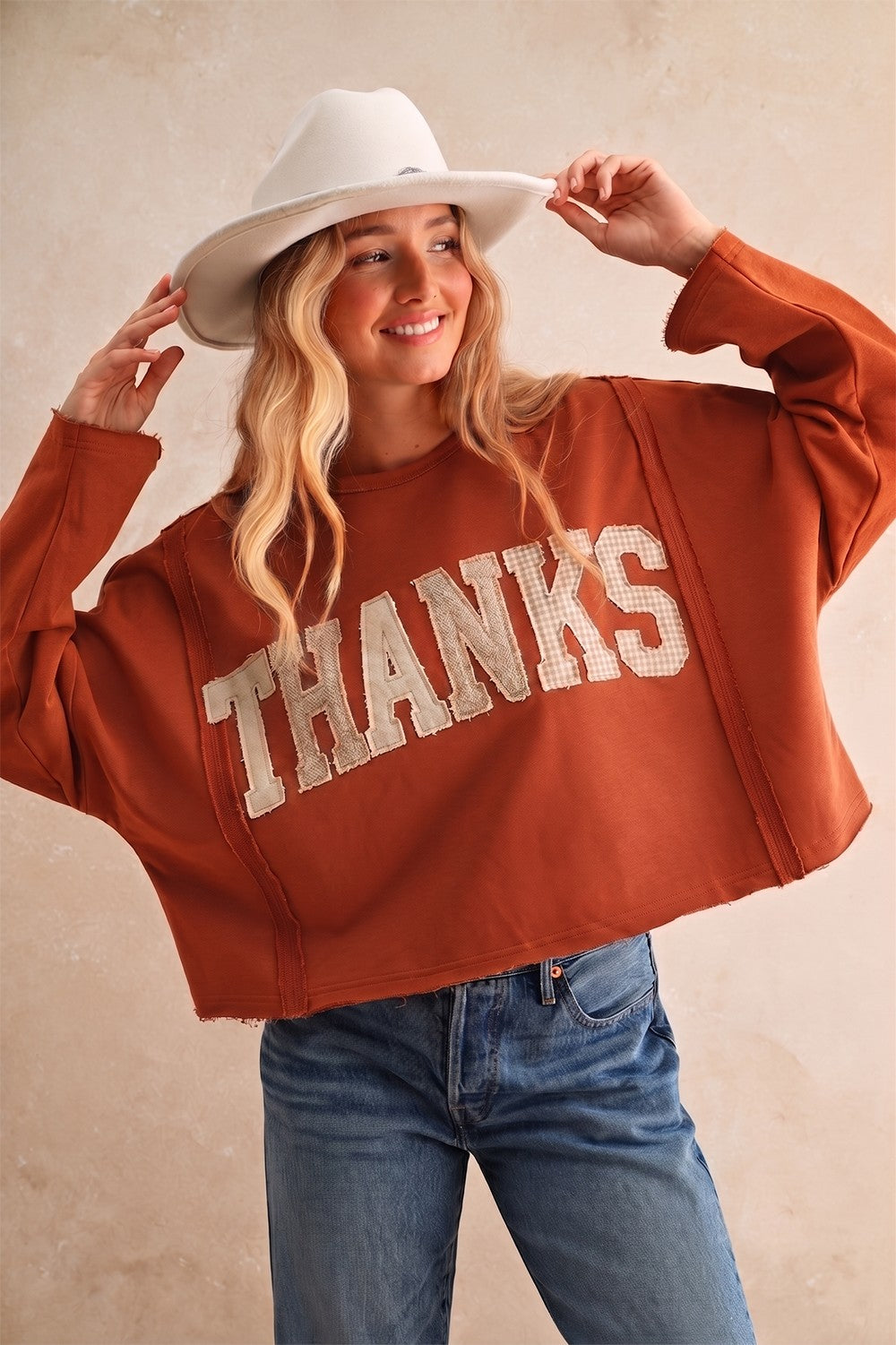 Thanks Cropped Sweateshirt - Final Sale