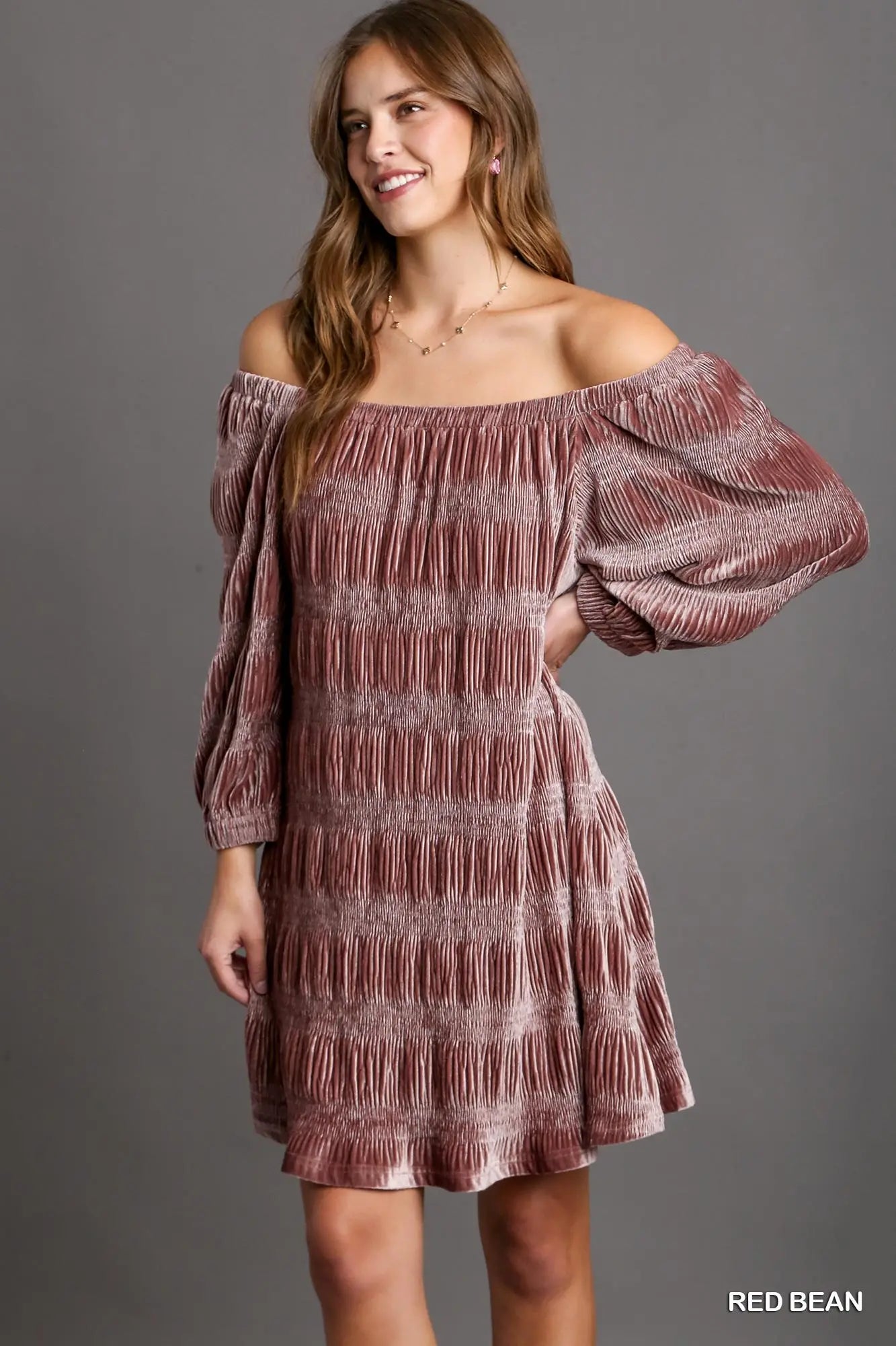 Velvet Off the Shoulder Dress