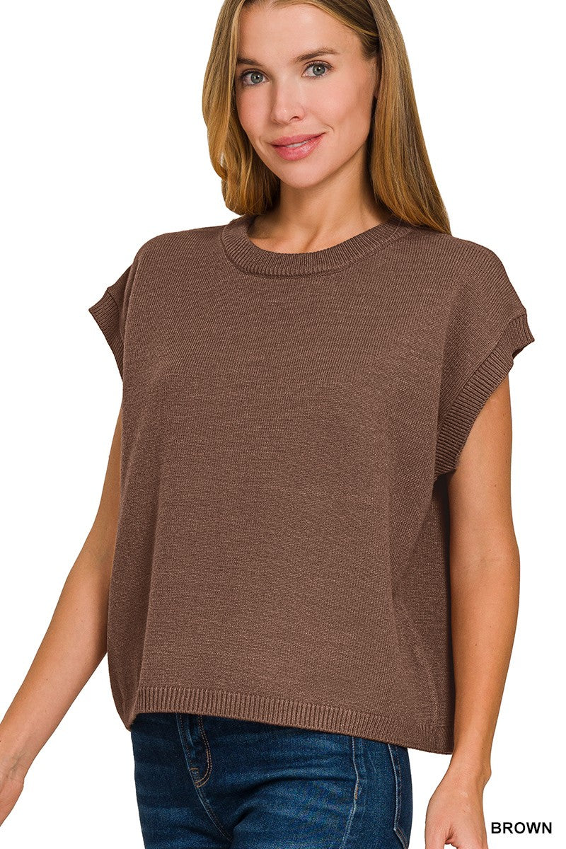 Oversized Viscose Sweater Vest - Brown