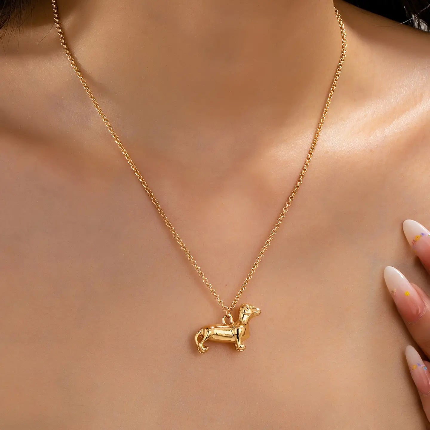 Gold Dachshund Necklace