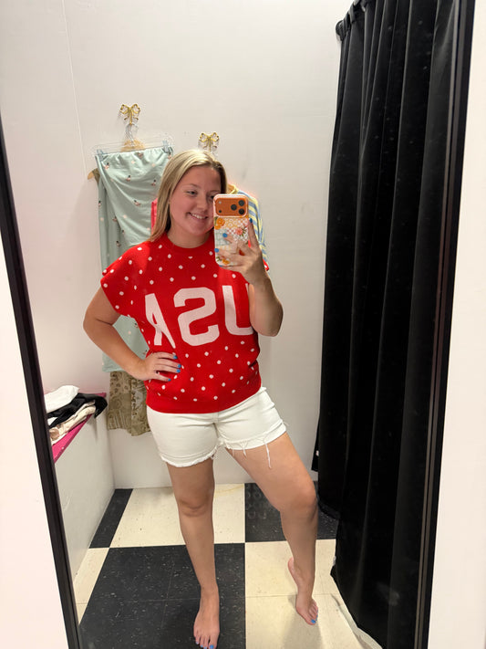 USA Polka Dot Knit Top - FINAL SALE