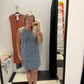 SCALLOP WASHED DENIM MINI DRESS