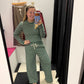 Alice Striped Waffle Top - Green