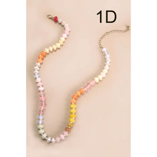 NATURAL AGATE GLASS BEAD NECKLACE - 1D