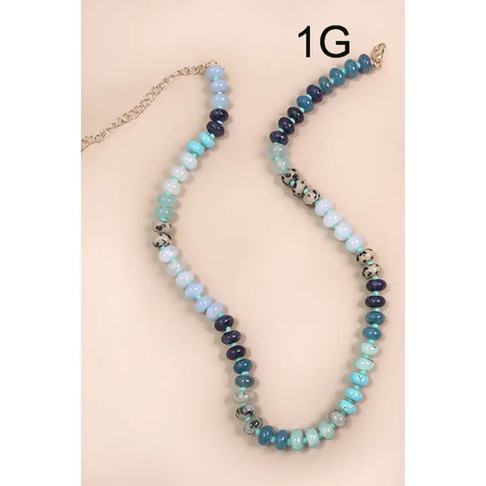 NATURAL AGATE GLASS BEAD NECKLACE - 1G