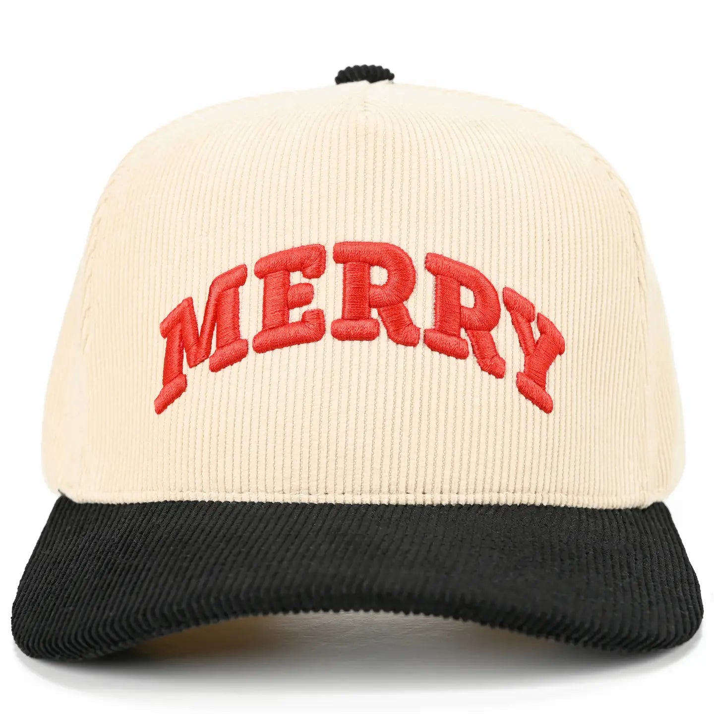 Merry Bold Letter Corduroy Hat - Black