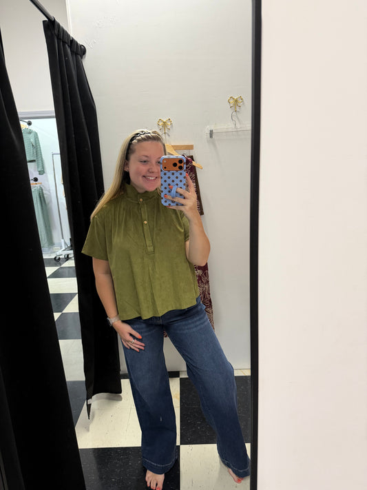 TOUCH OF FALL COLLARED SHIRT - OLIVE