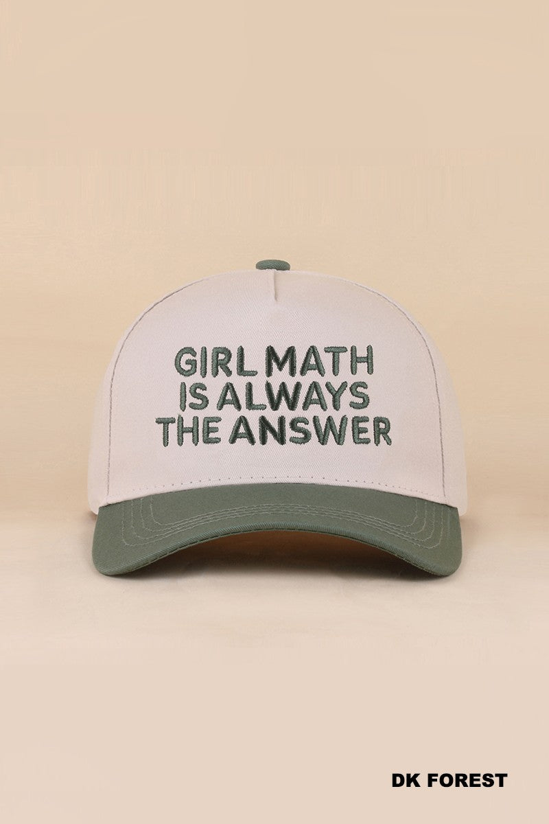 Girl Math Is Always The Answer Hat - Dark Forest