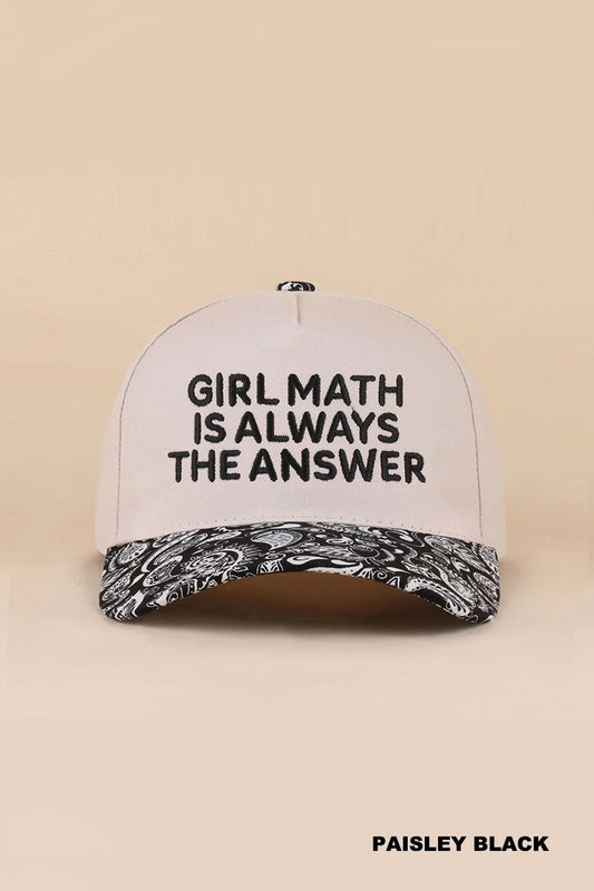 Girl Math Is Always The Answer Hat - Paisley
