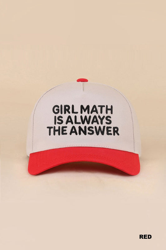 Girl Math Is Always The Answer Hat - Red