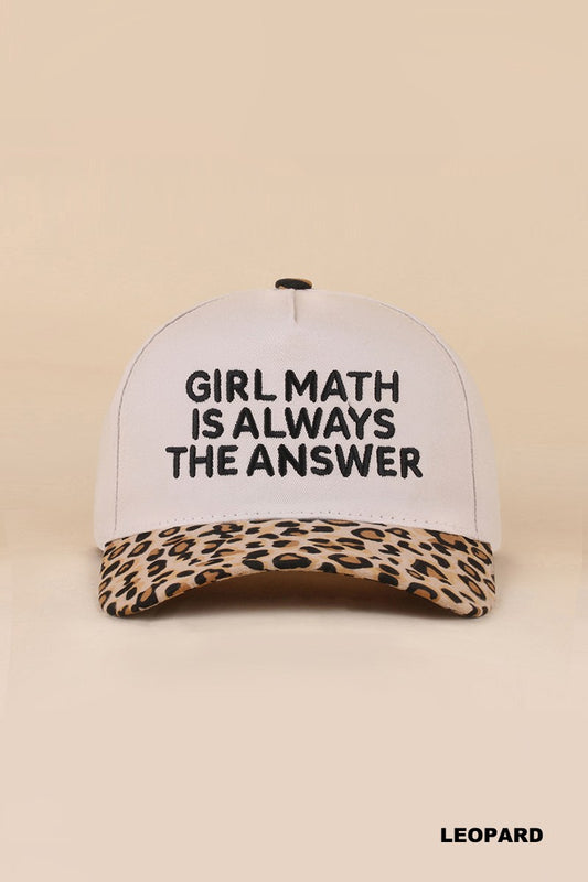 Girl Math Is Always The Answer Hat - Leopard