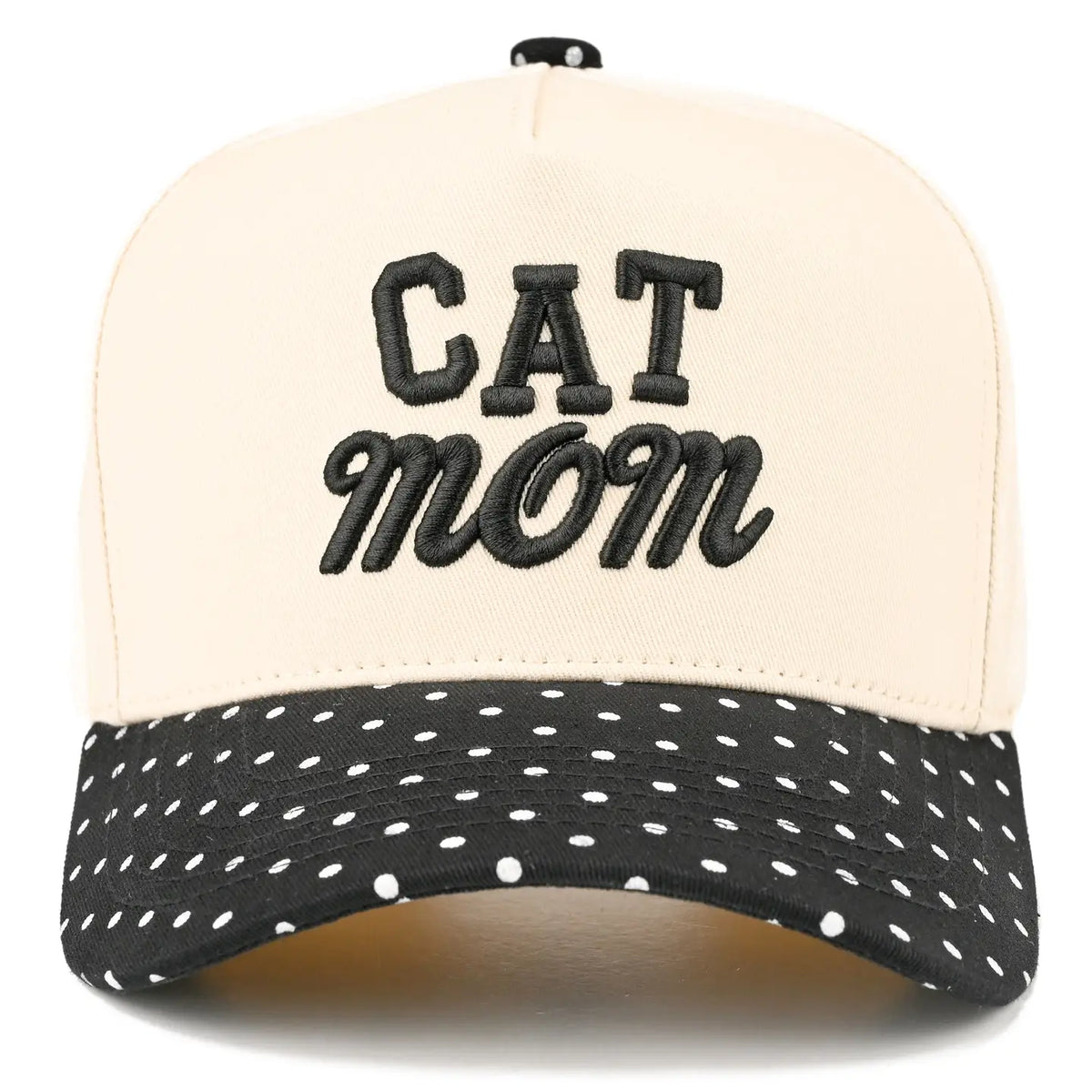 Cat Mom Hat - Black Polka Dot