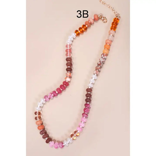 NATURAL AGATE GLASS BEAD NECKLACE - 3B
