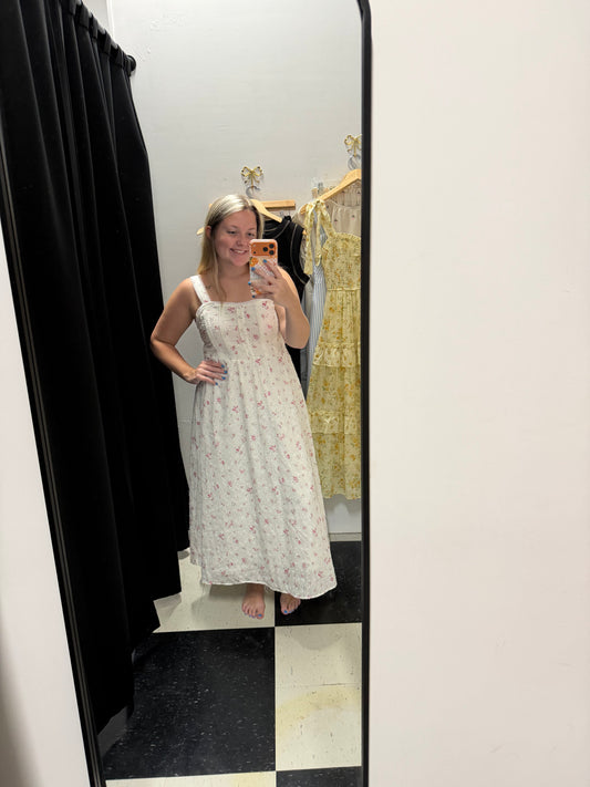 Floral Clip Dot Maxi Dress