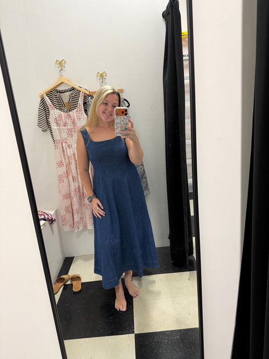 Let's Go Dancin' Denim Midi Dress