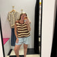 IN A DAZE STRIPED TOP - CHOCOLATE