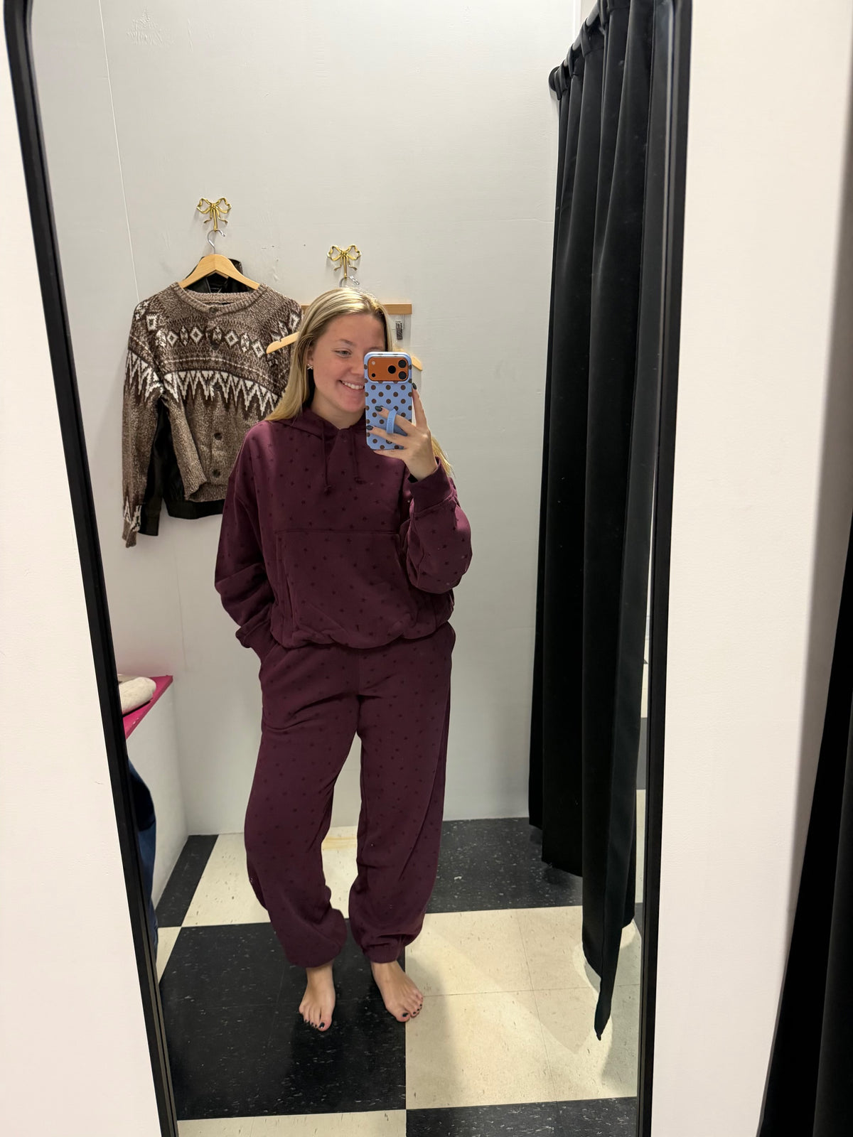 STAR PRINT JOGGERS - DARK CHERRY