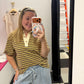 Varsity Team Collared Top - Mocha/Yellow