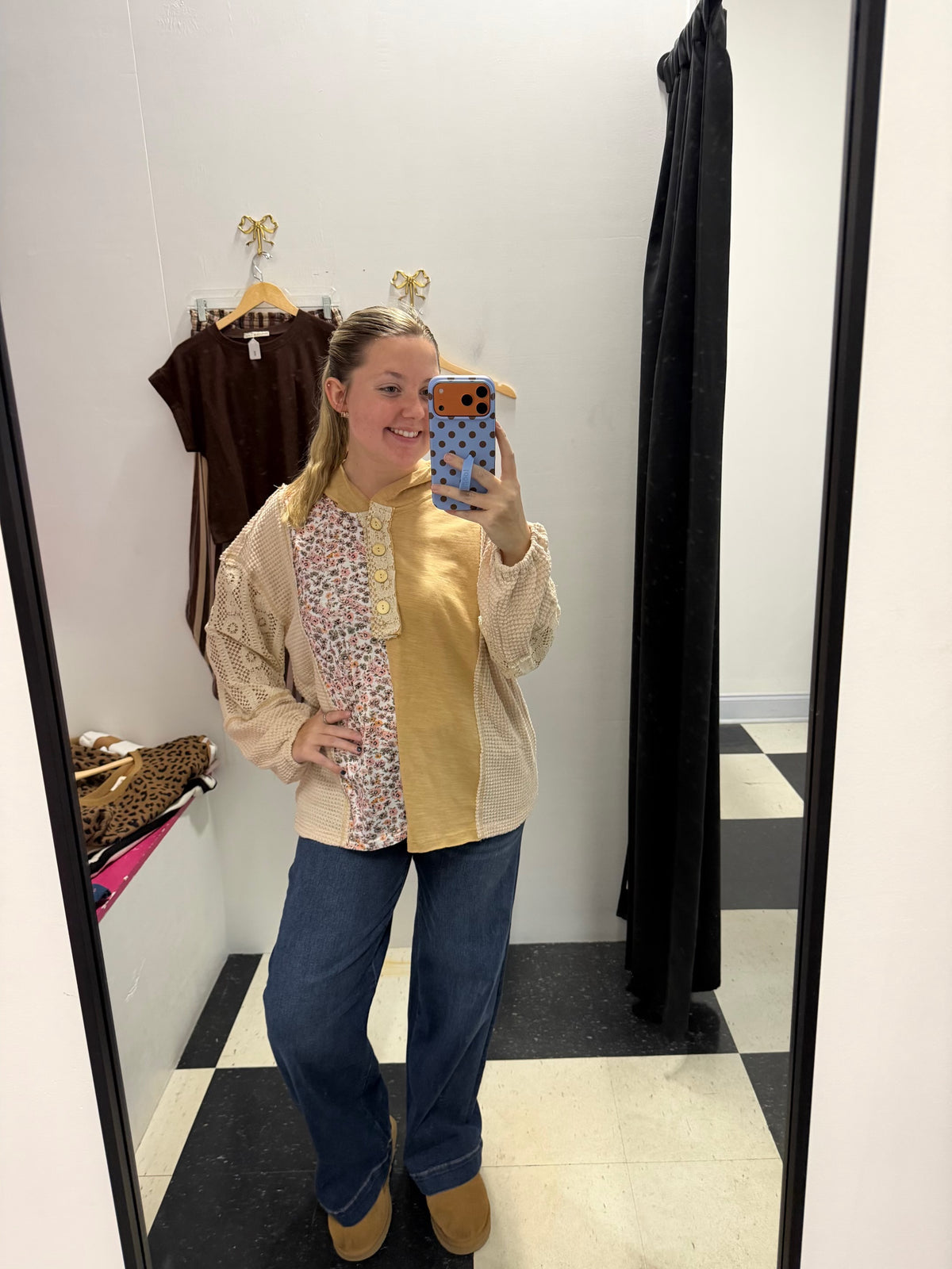 Lace Combo Hoodie Top