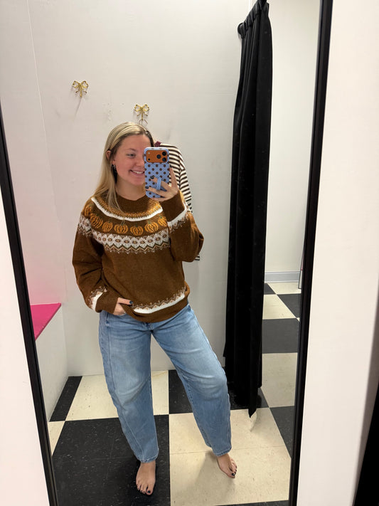 PUMPKIN FAIR ISLE KNIT SWEATER