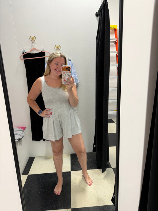 Look My Way Romper - Gray