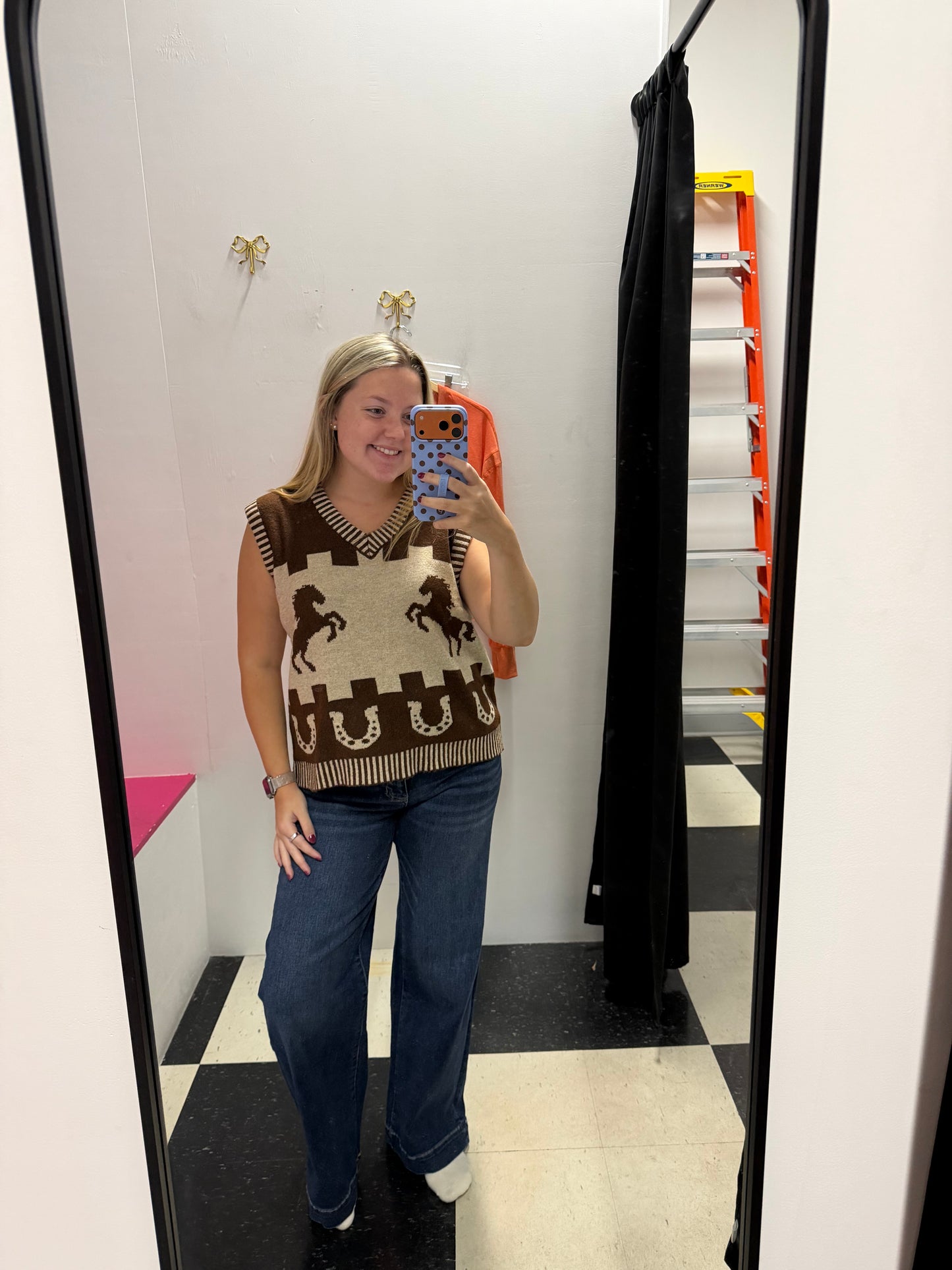 western horse knit vest