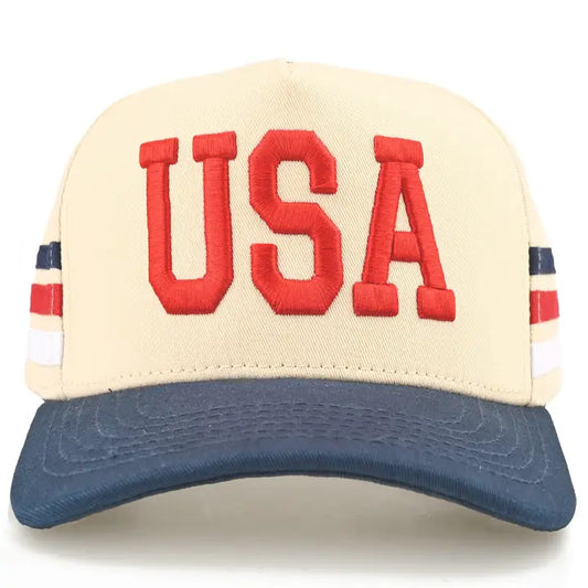3 LINE FLAG LETTER USA HAT