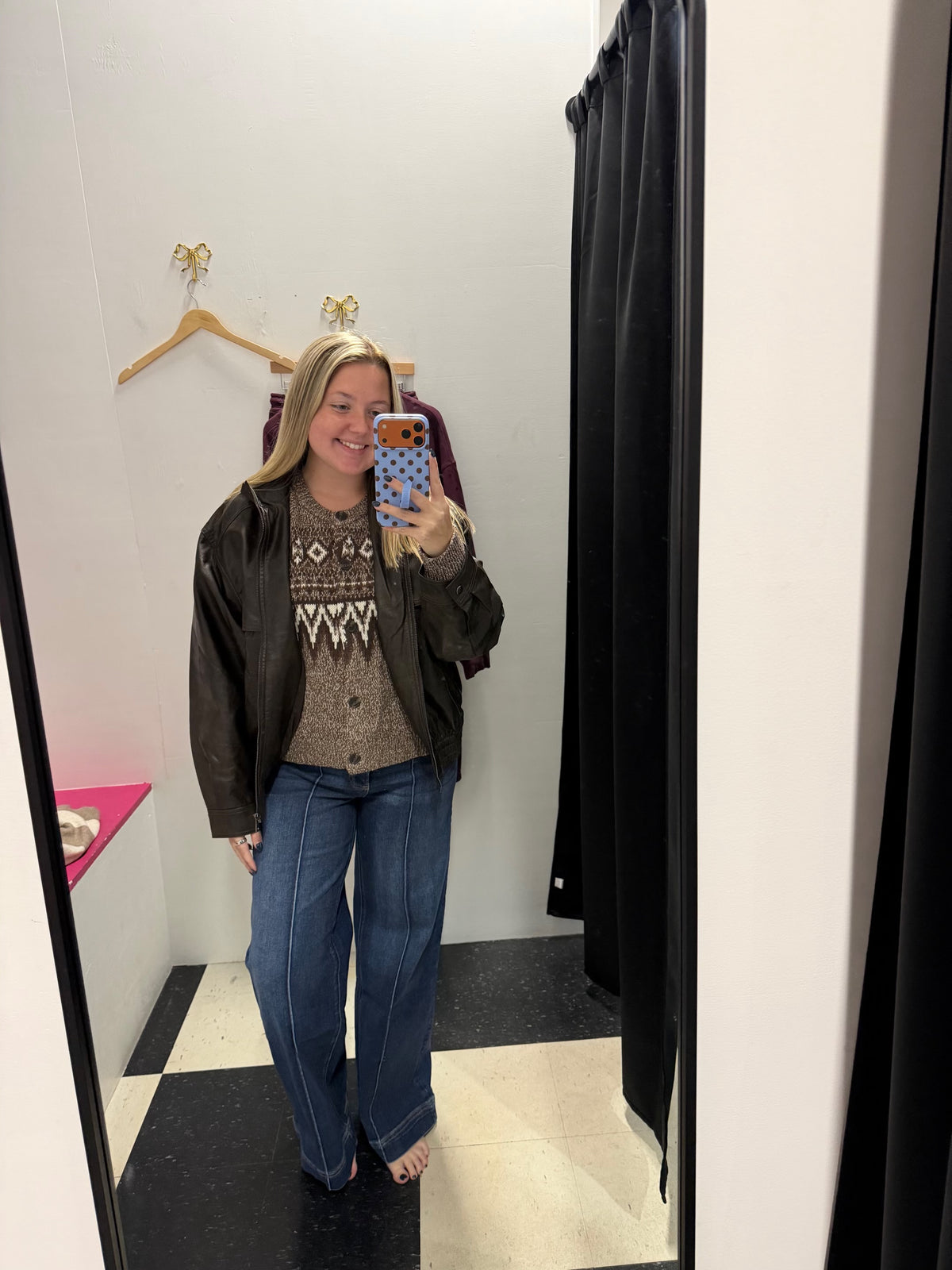 Faux Leather Bomber Jacket - Chocolate