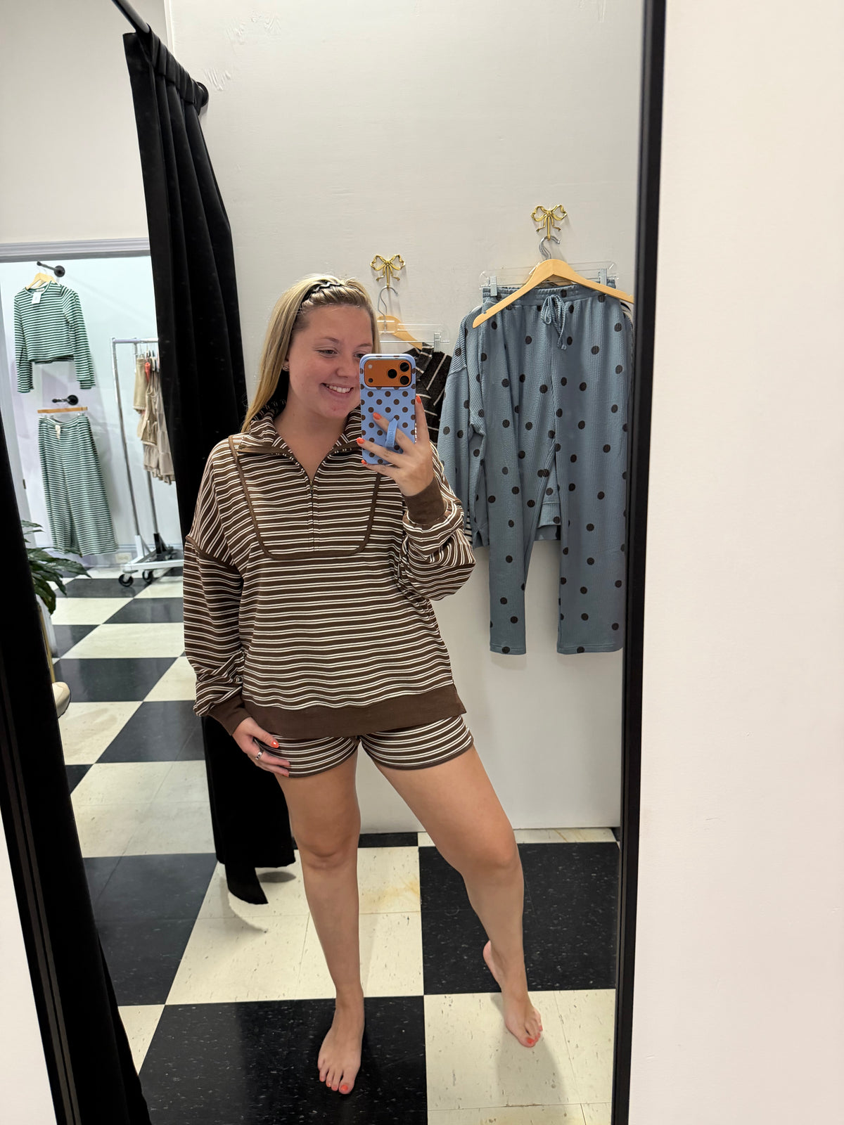 TAYLOR STRIPED TOP - CHOCOLATE BROWN