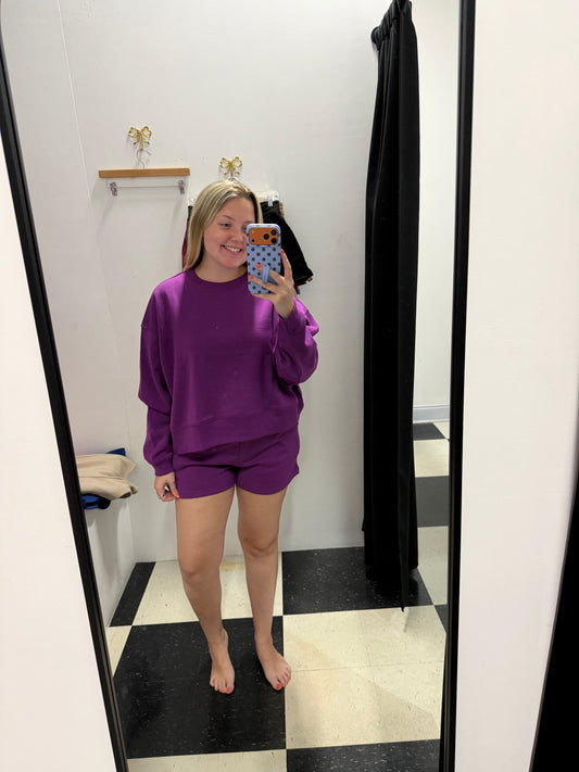 asher fleece shorts - lt plum