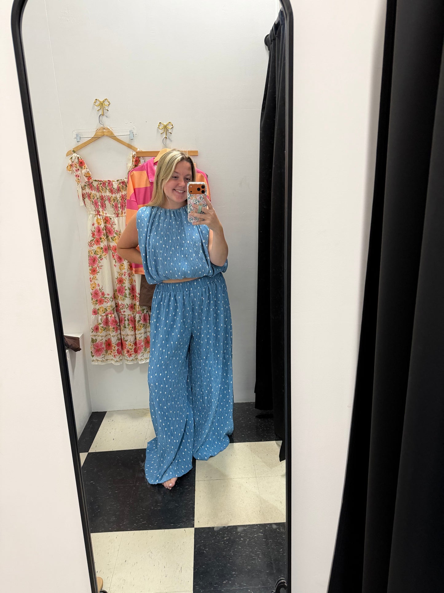 PAISLEY PLEATED POLKA DOT TOP