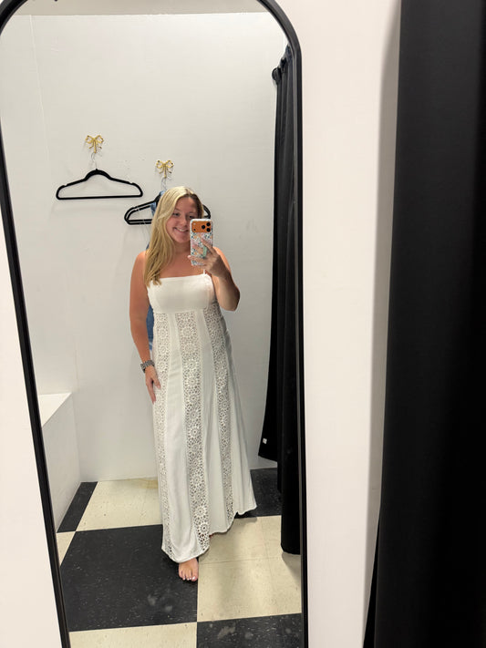 WOVEN LACE TRIM MAXI DRESS