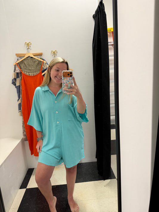 Kyle Oversized Romper - Seafoam