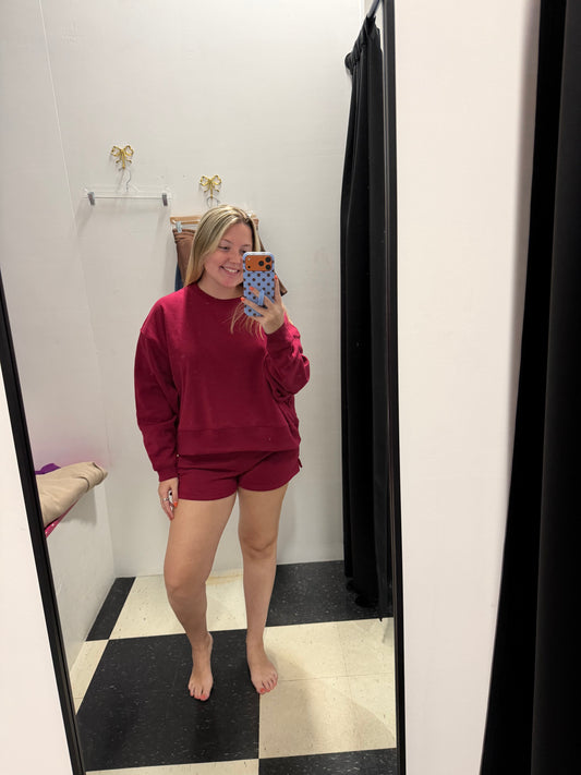 asher fleece shorts - cabernet