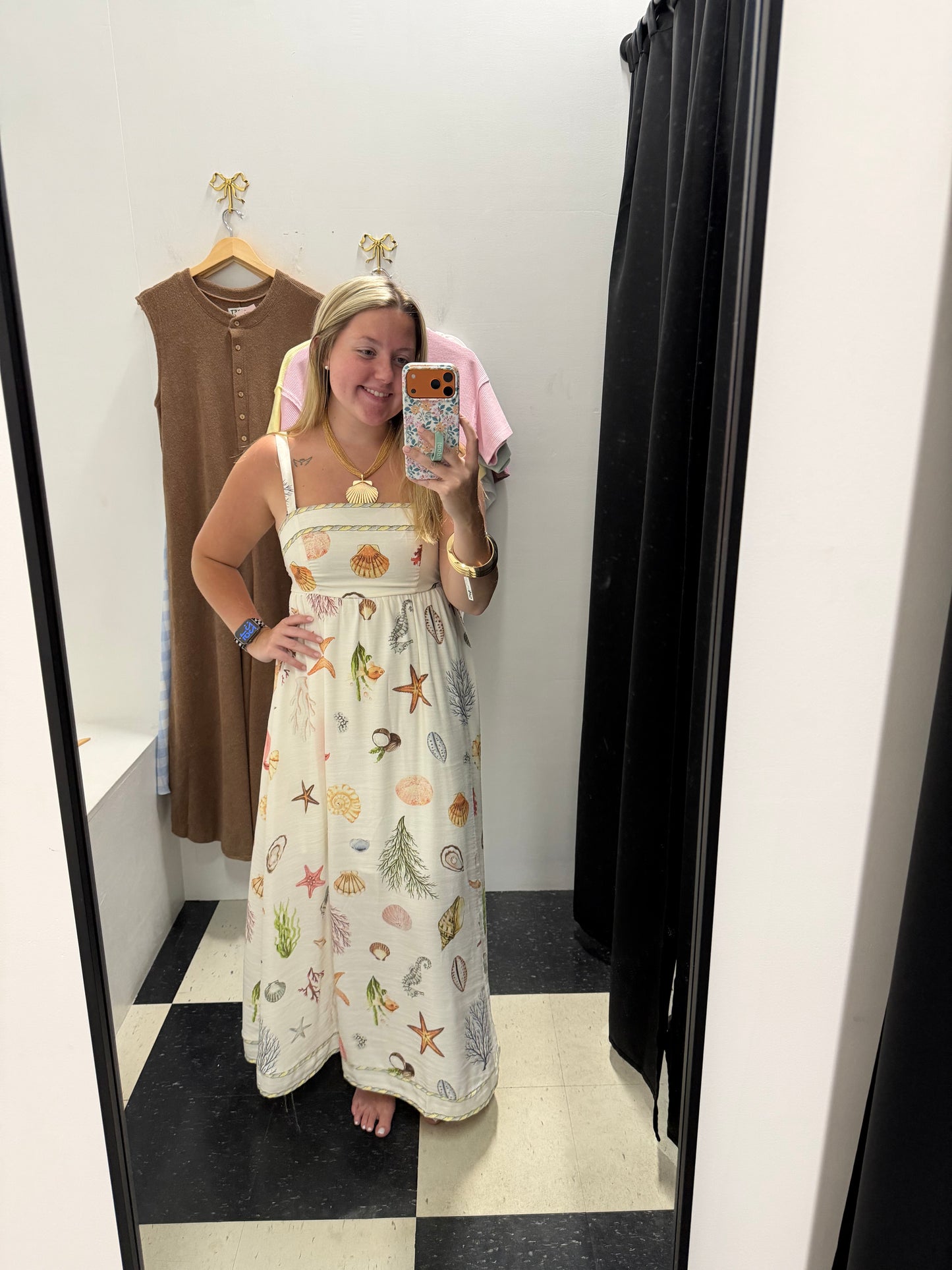 NAUTICAL PRINT MIDI DRESS