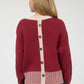 CONTRAST STRIPE BUTTON BACK TOP