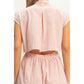 STRIPED BUTTON-DOWN JUMPSUIT - PINK