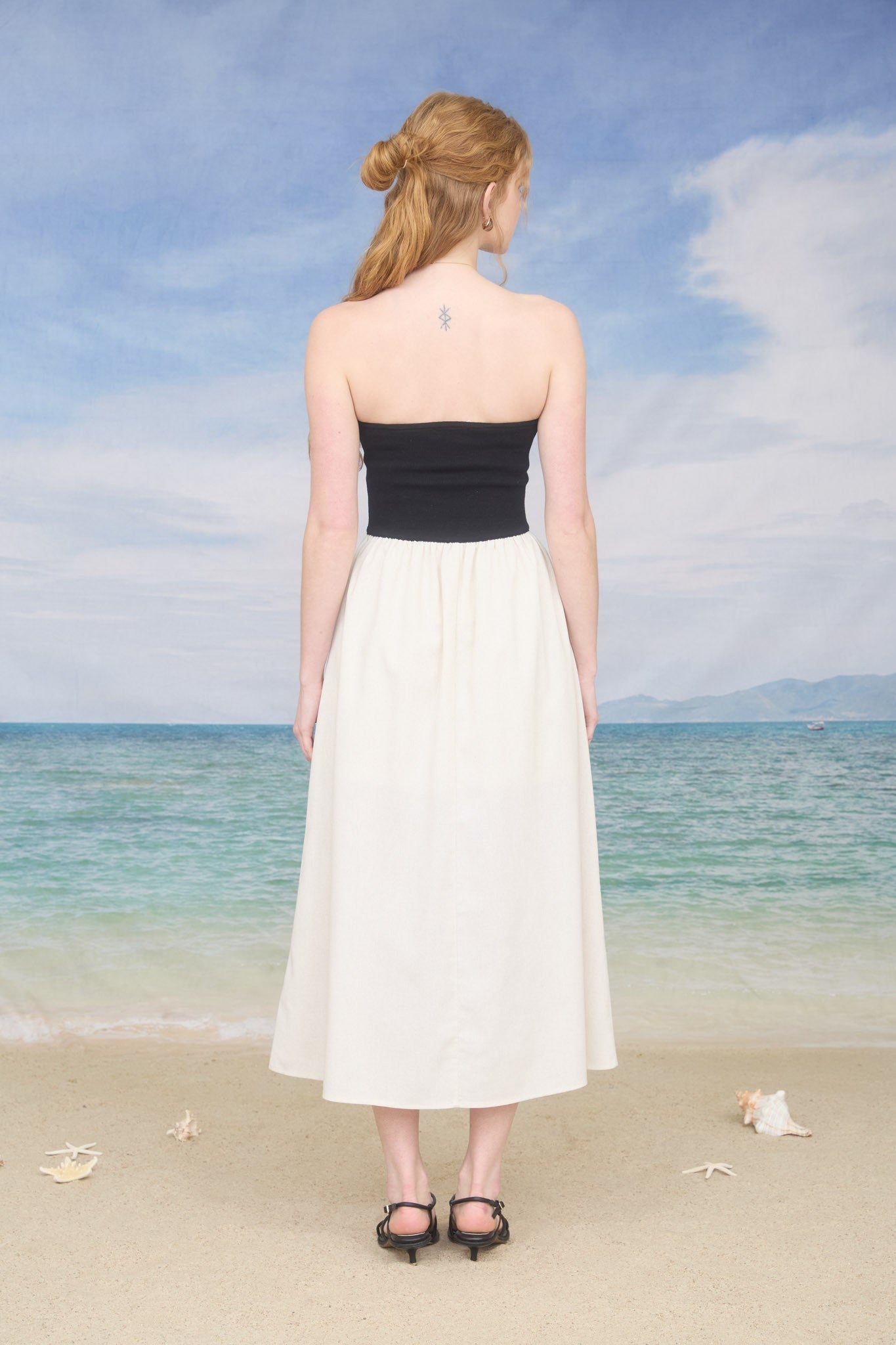 Strapless Mixed Media Midi Dress