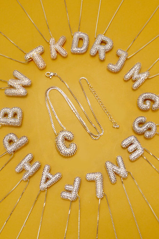 Bubble Rhinestone Initial Necklace