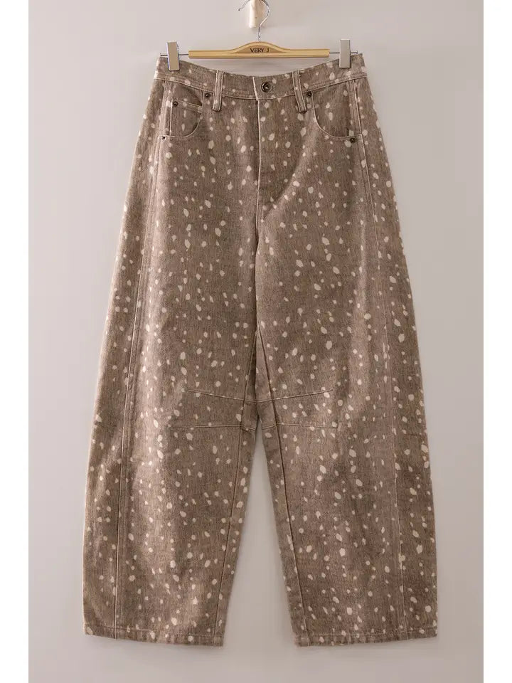 BAMBI PRINT BARREL PANTS
