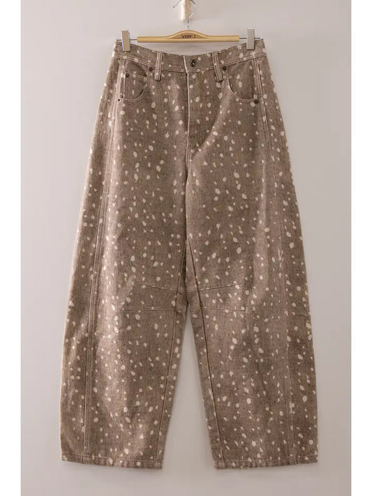 BAMBI PRINT BARREL PANTS