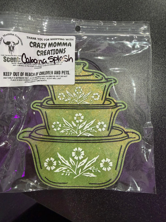 3 Stacked Flower Dishes Freshie - Green