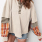 STRIPED WAFFLE KNIT HENLEY TOP
